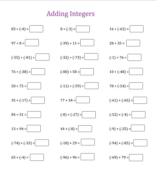 adding and subtracting integers worksheets adding and subtracting integers worksheets