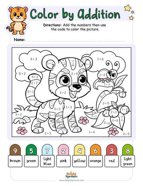Addition Color By Number Worksheets For Fun Math Practice