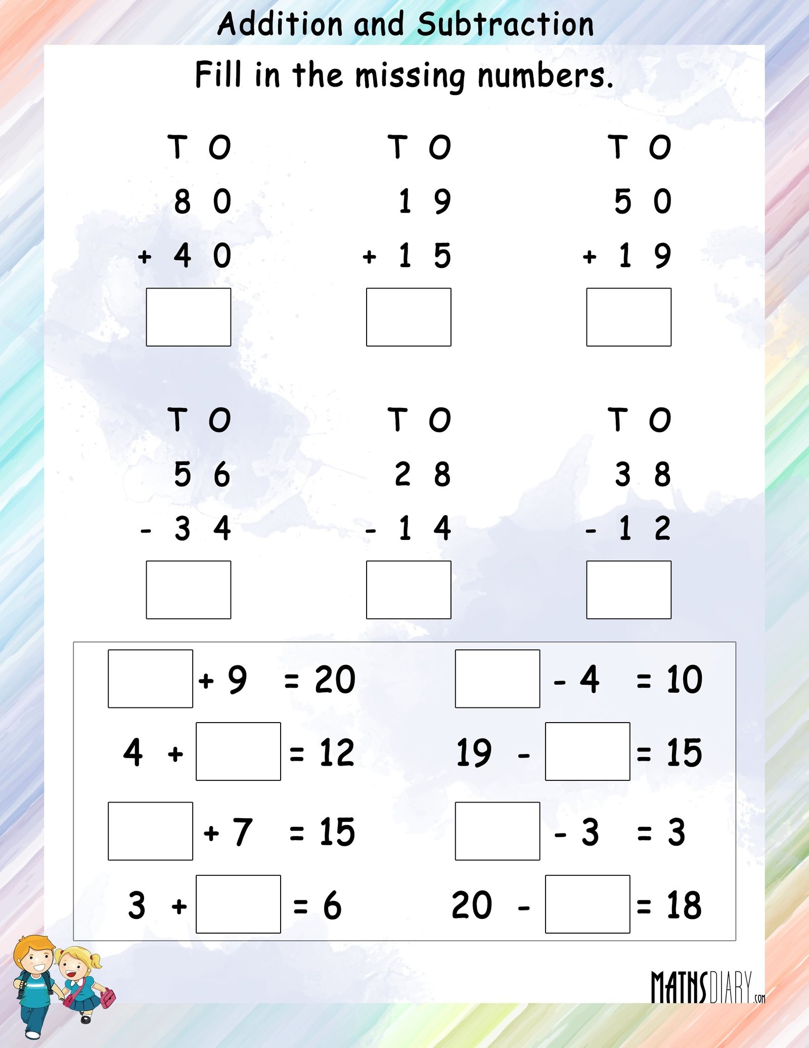 Addition Subtraction Math Worksheets MathsDiary Addition Subtraction Math Worksheets MathsDiary