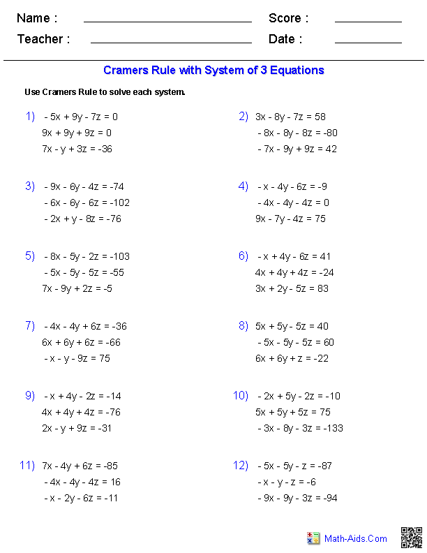 Algebra 2 Worksheets With Answers