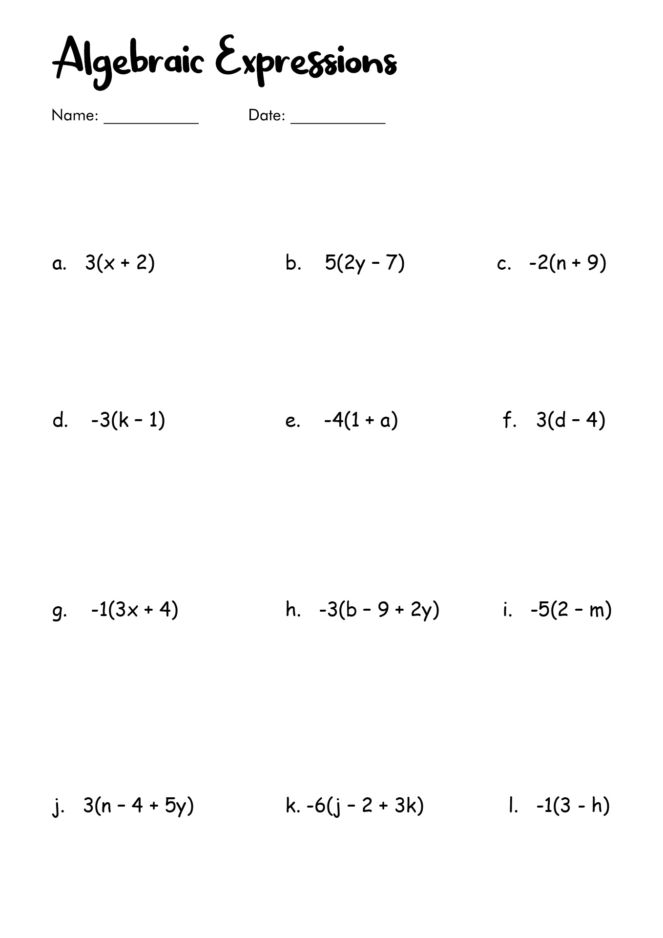 algebraic expressions worksheets algebraic expressions worksheets