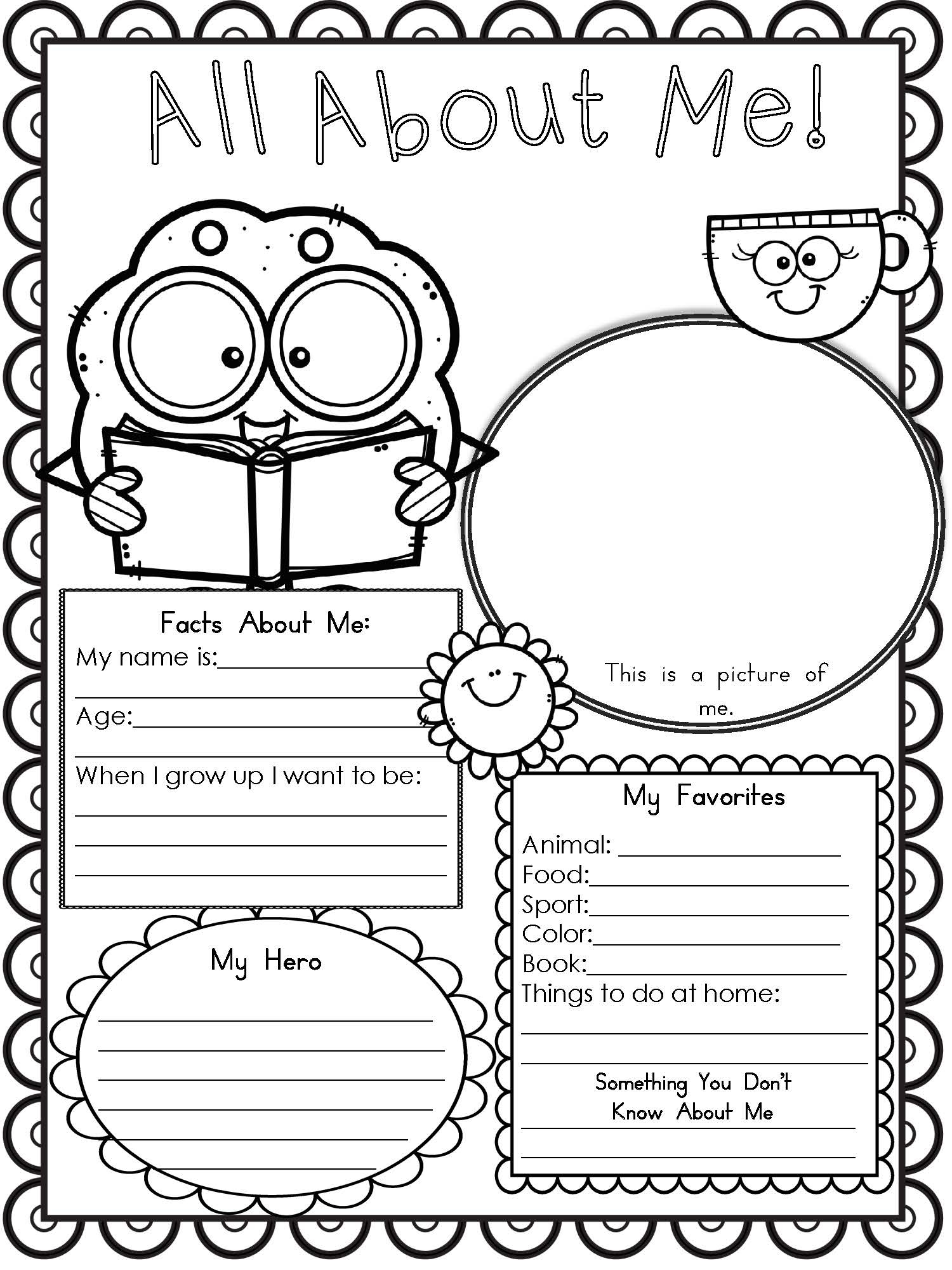 All About Me Free Printable For Kids All About Me Worksheets