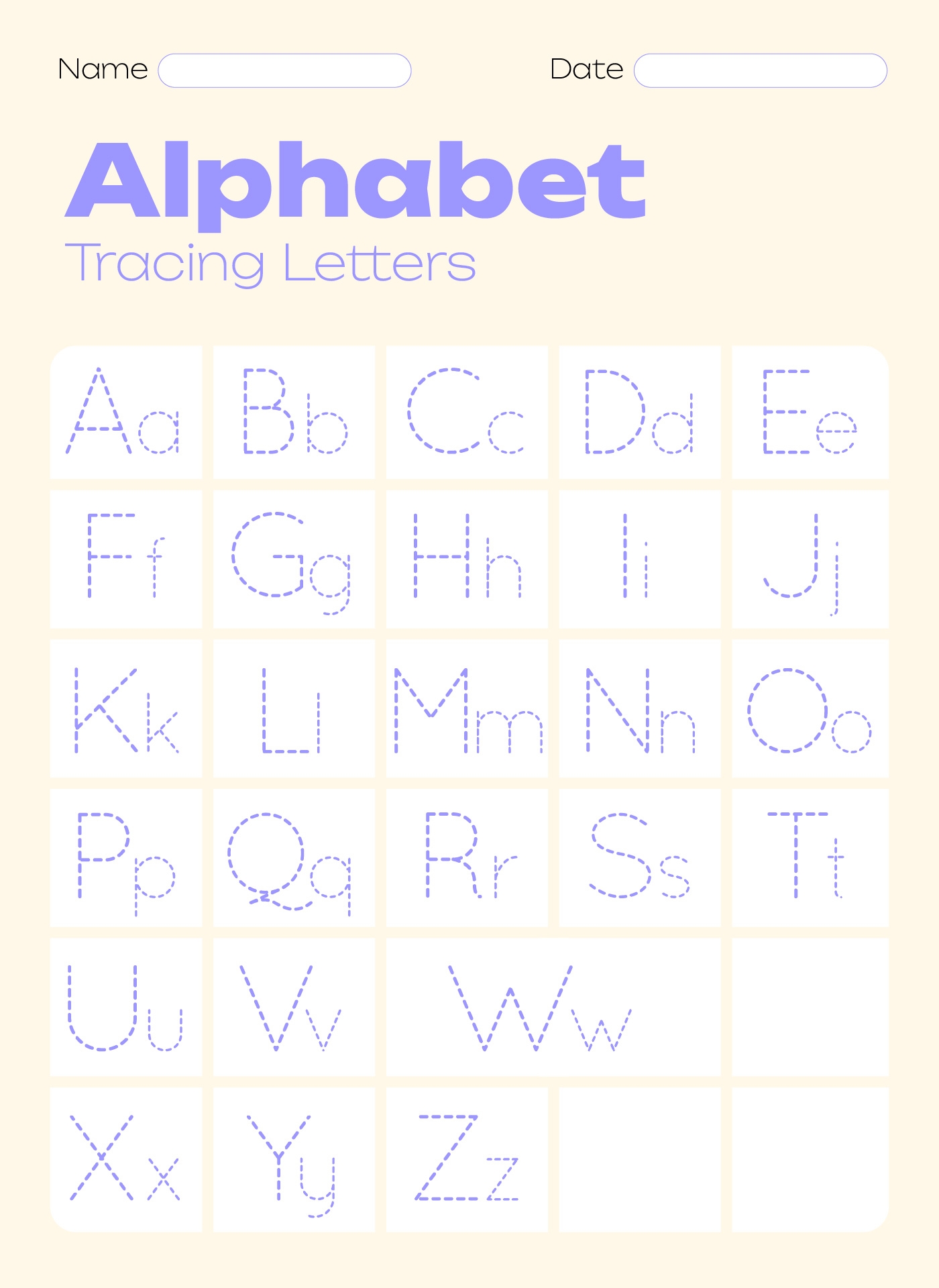 alphabet trace worksheet