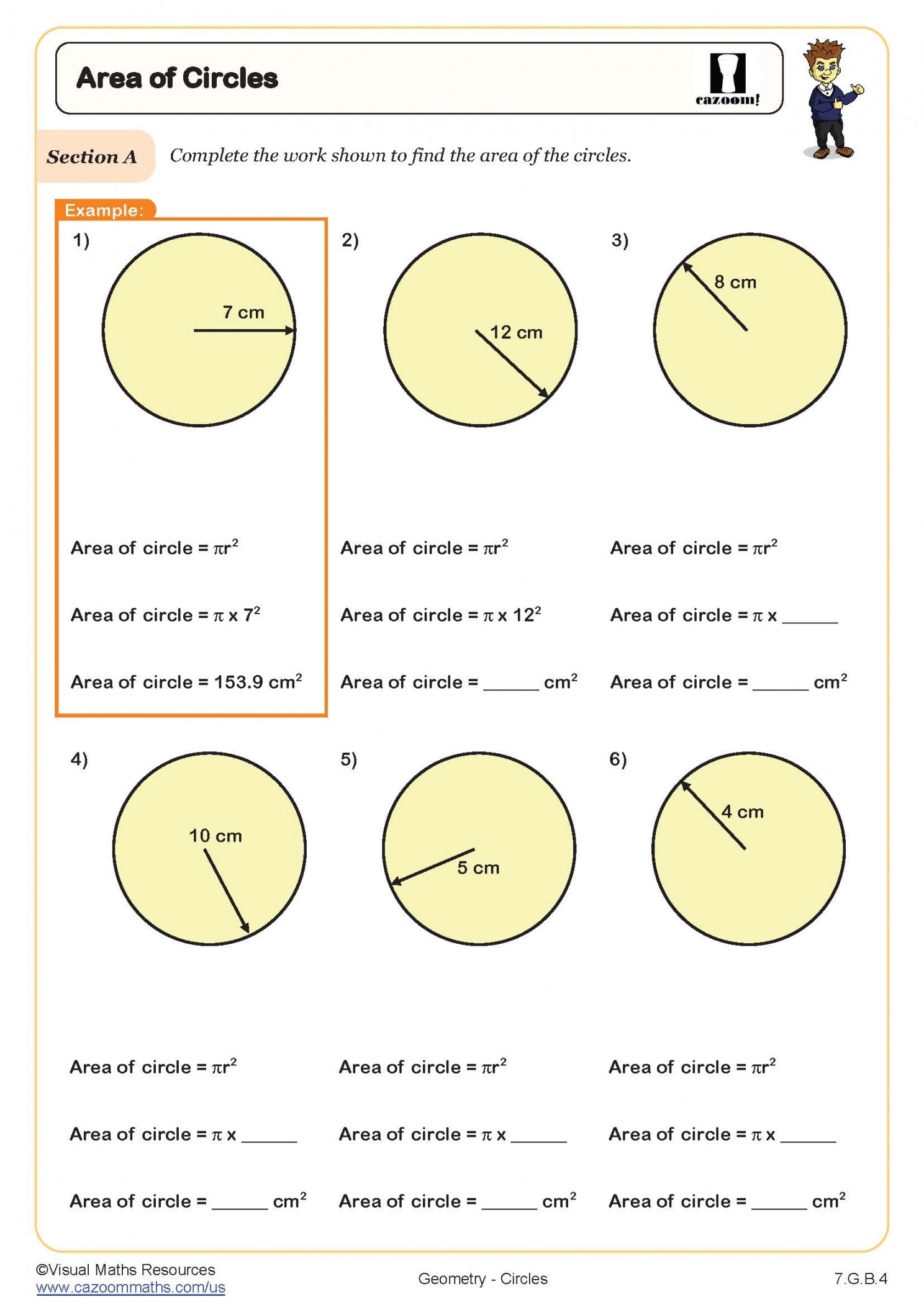 Area Of A Circle Worksheet Printable PDF Template Area Of A Circle Worksheet Printable PDF Template
