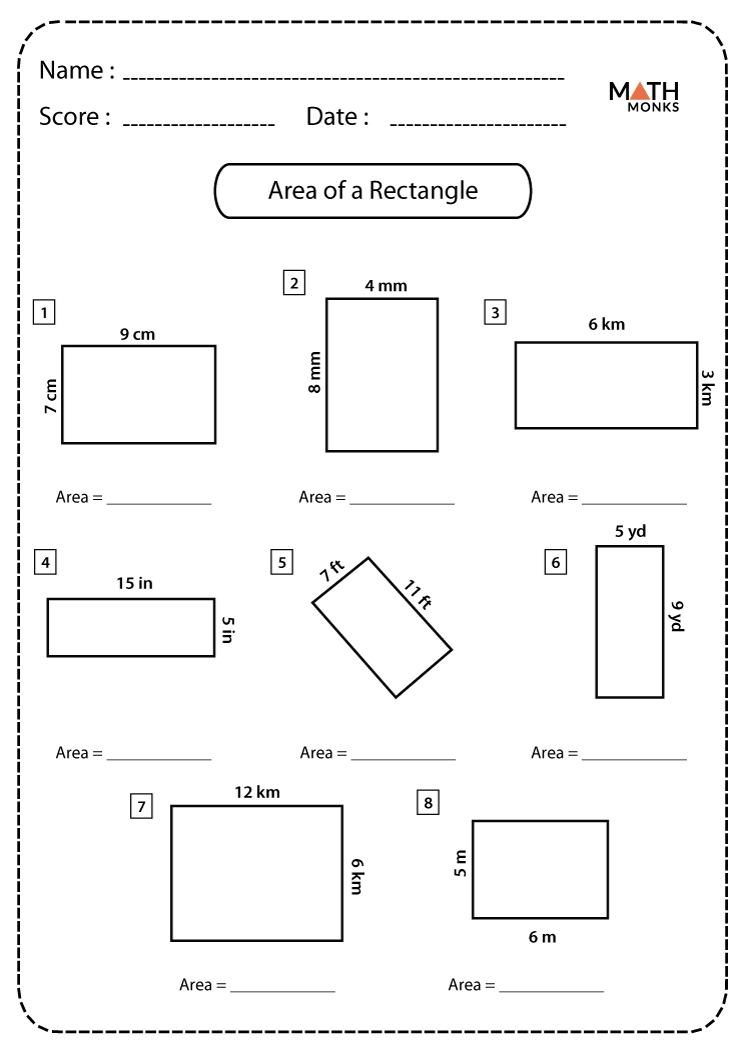 Area Of A Rectangle Worksheets Math Monks Worksheets Library Area Of A Rectangle Worksheets Math Monks Worksheets Library