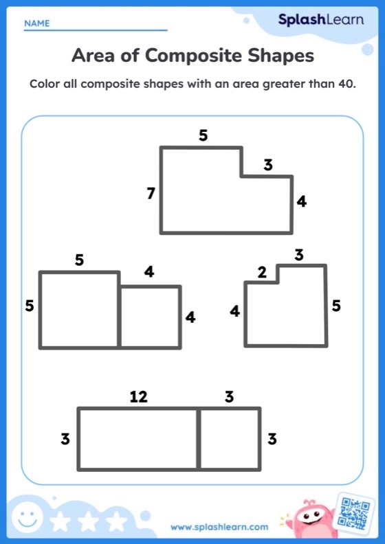 area of composite shapes worksheet