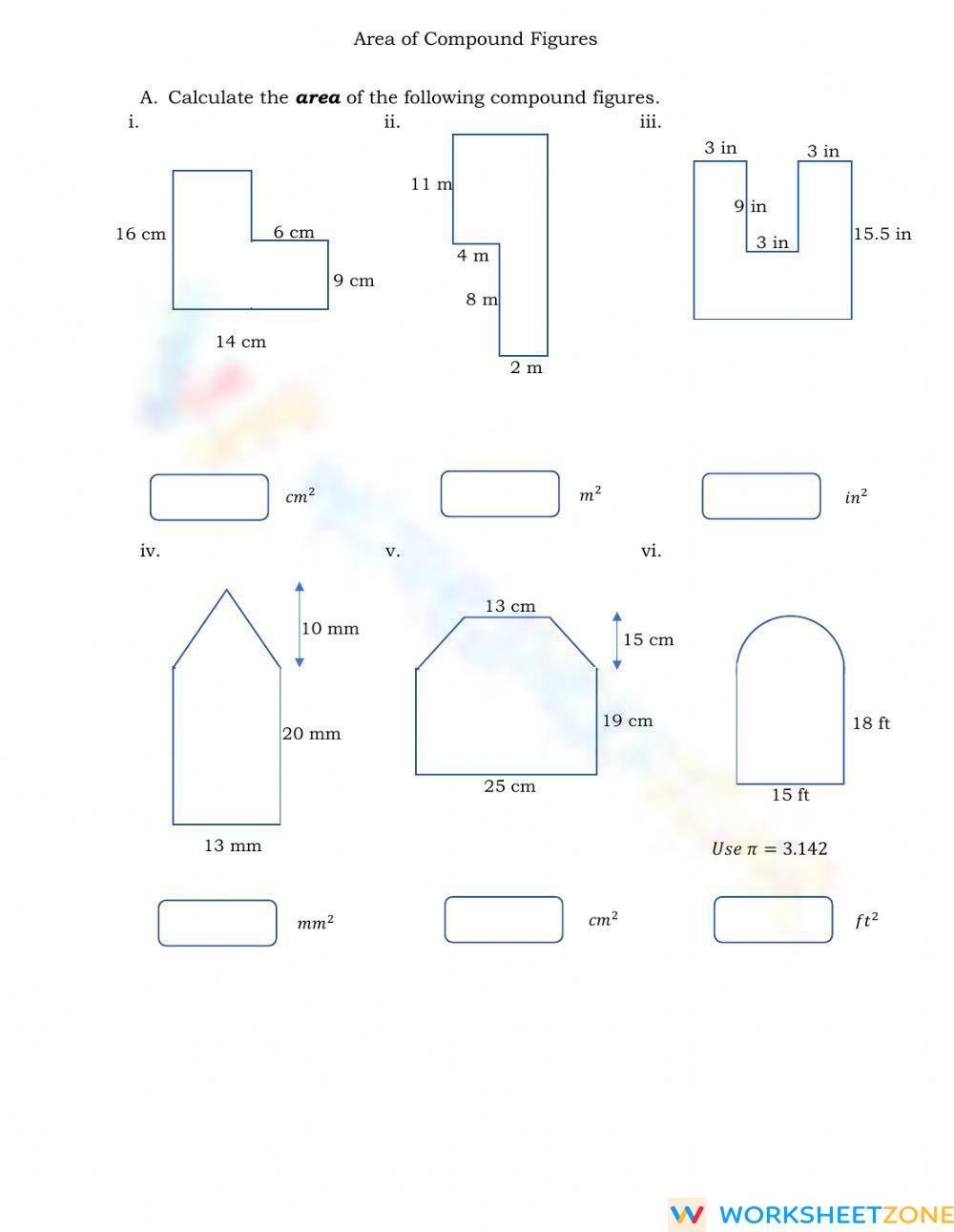 Area Of Compound Figures Worksheet Zone
