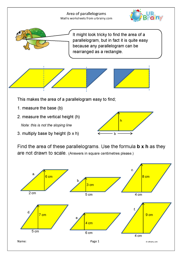 Area Of Parallelogram Worksheet Admuscente