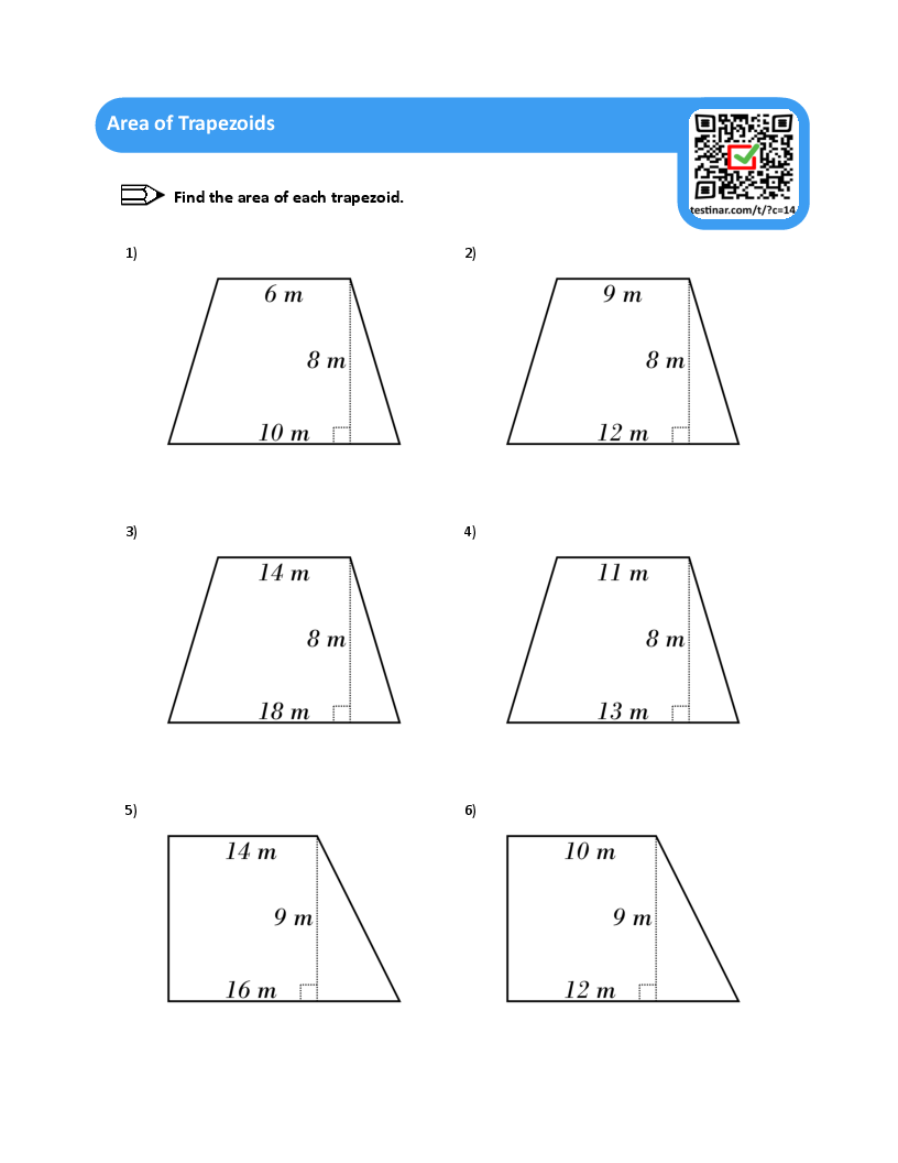 area of trapezoid worksheet area of trapezoid worksheet