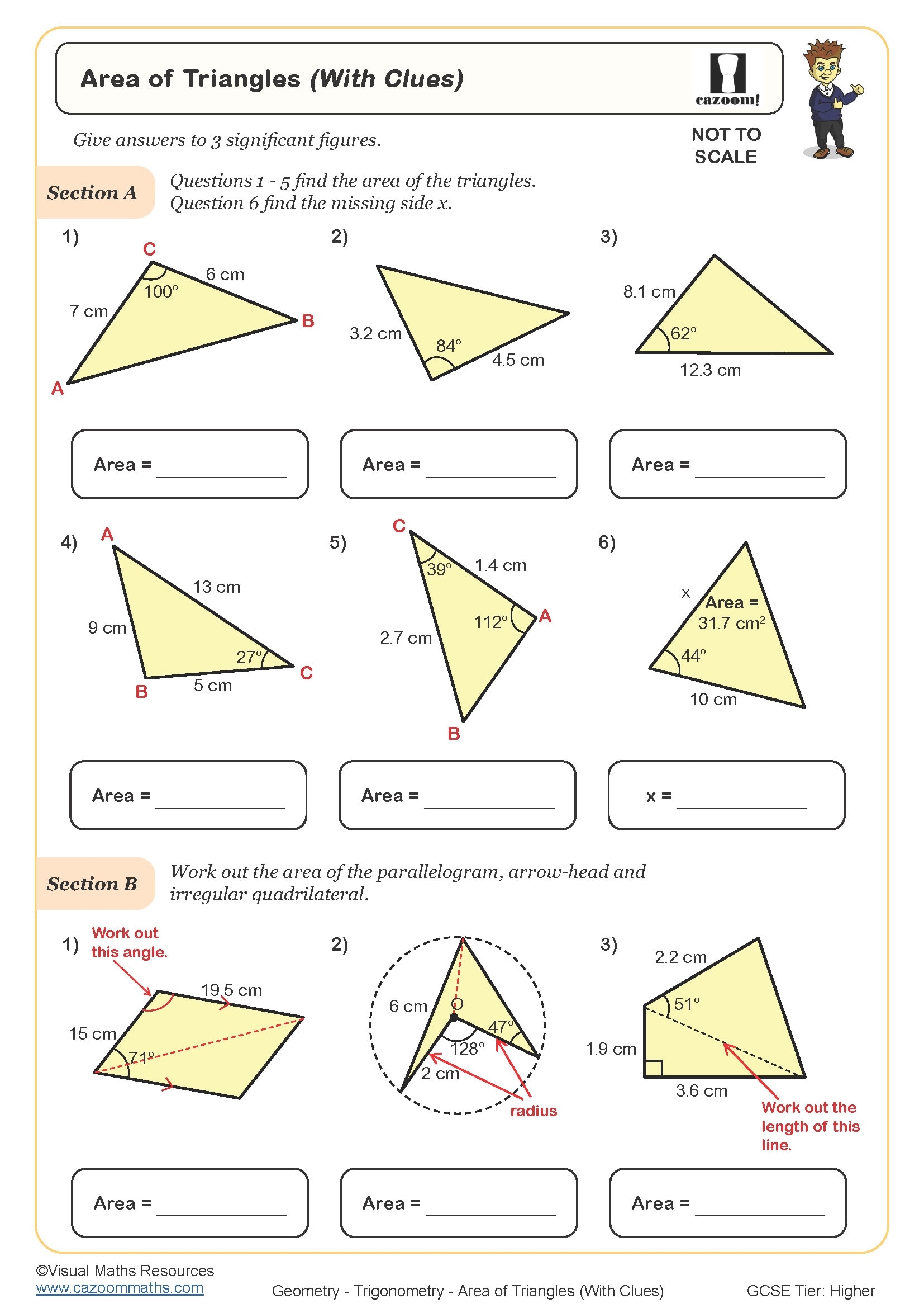 Area Of Triangle Worksheet Tes