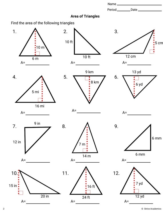 Area Of Triangles Worksheet Set 1 Worksheets Library