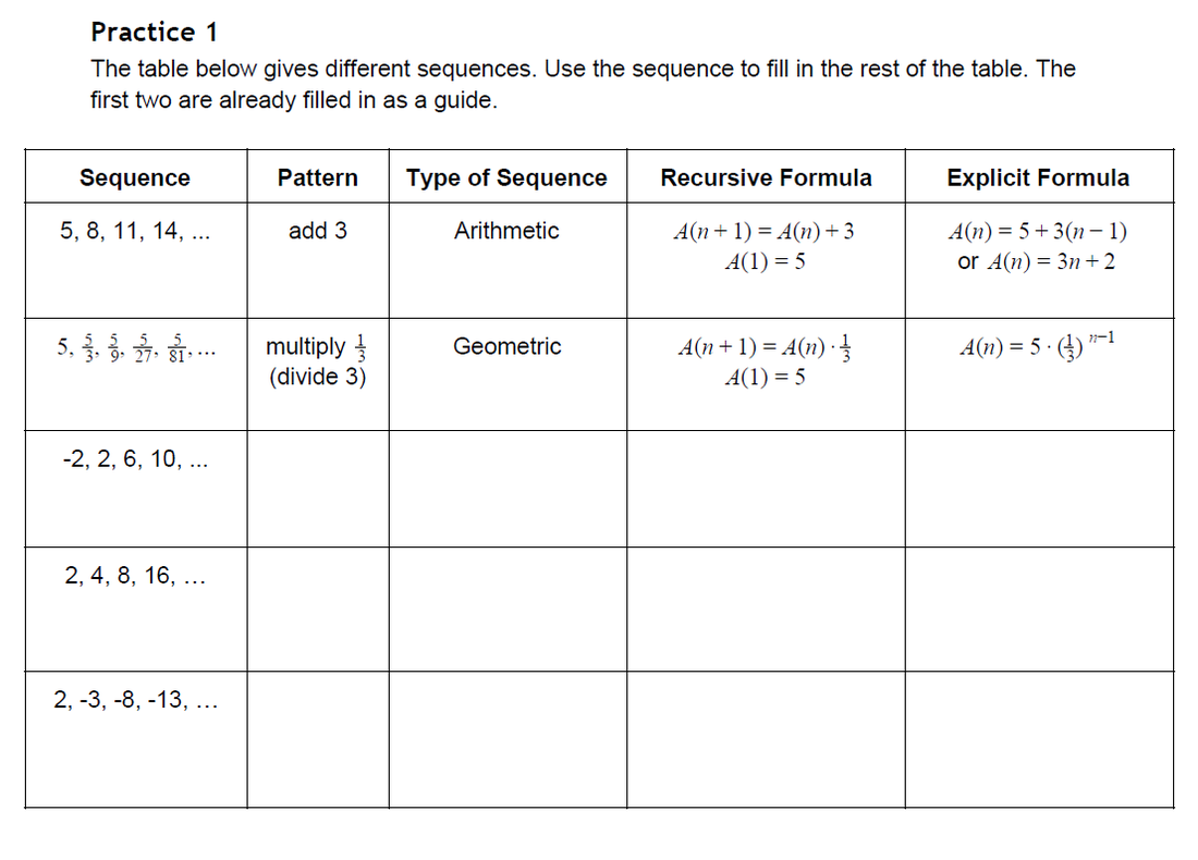 Arithmetic Geometric Sequence Worksheet Pdf Grade 5 Math Fun