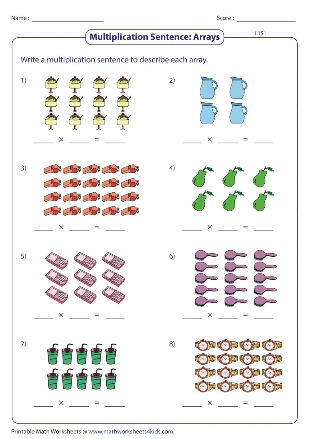Arrays And Multiplication Worksheets Free Printable