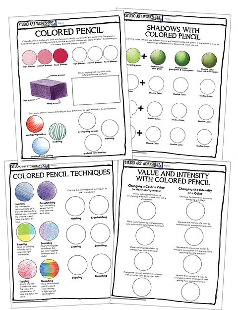Art Colored Pencil Drawing Technique Skill Worksheet HopeCreek Art Colored Pencil Drawing Technique Skill Worksheet HopeCreek