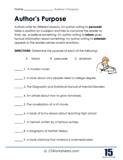 Author 39 s Purpose Worksheets Inform Entertain Persuade 15 Author 39 s Purpose Worksheets Inform Entertain Persuade 15