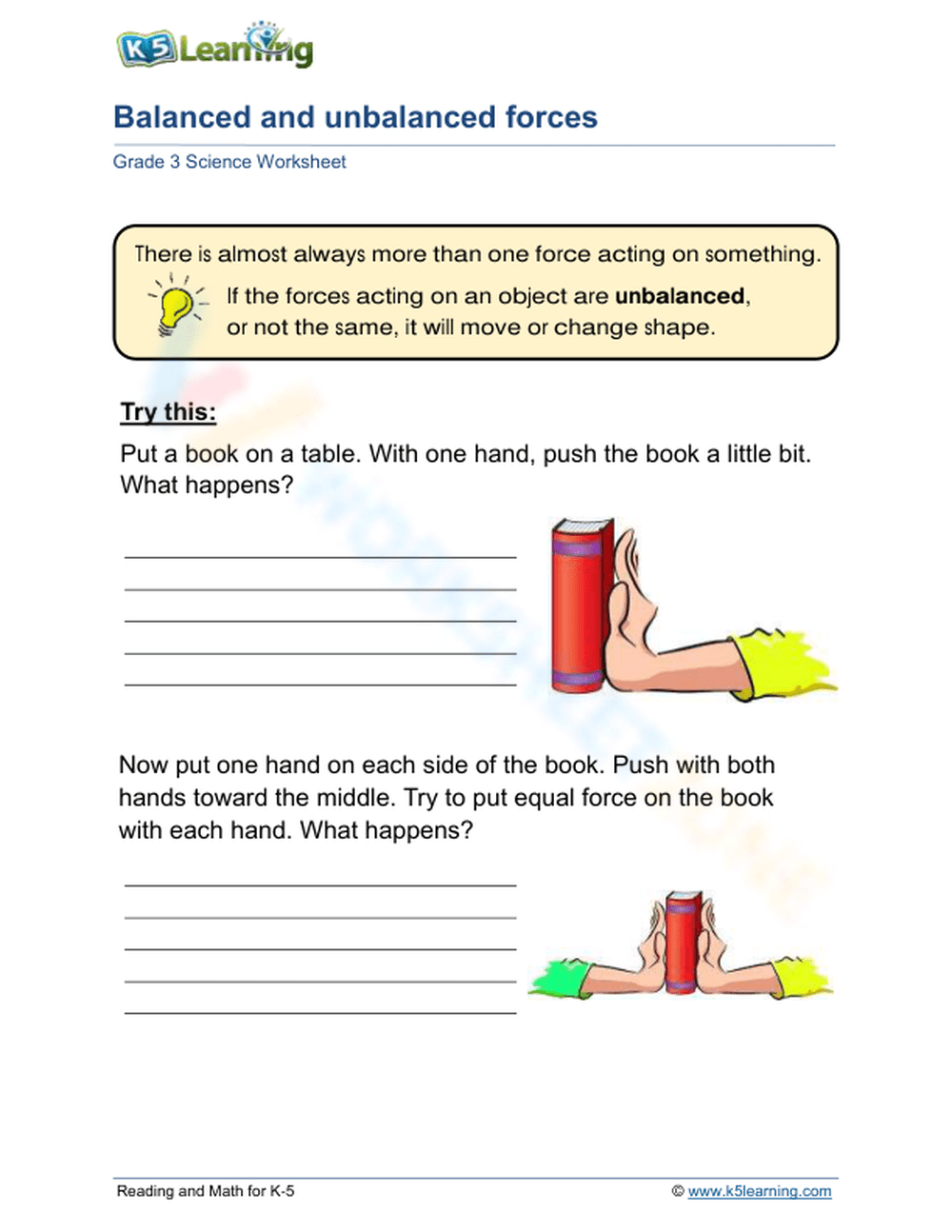 Balanced And Unbalanced Forces 1 Worksheet