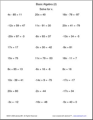 algebra 2 worksheets