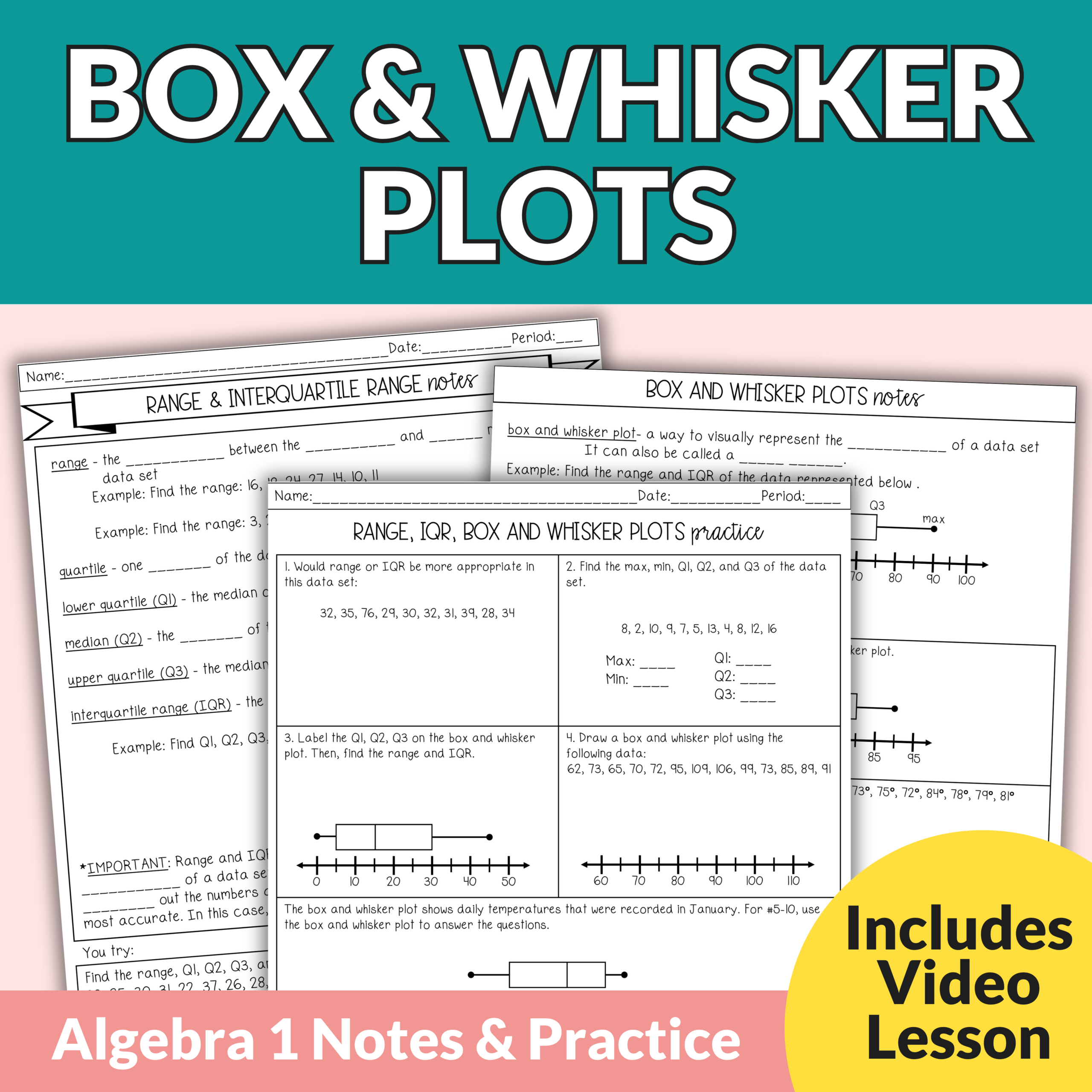 worksheet box and whisker plots worksheet box and whisker plots