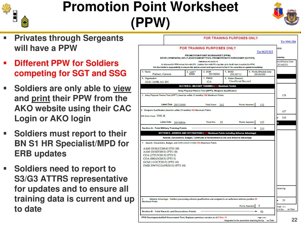 army promotion point worksheet army promotion point worksheet