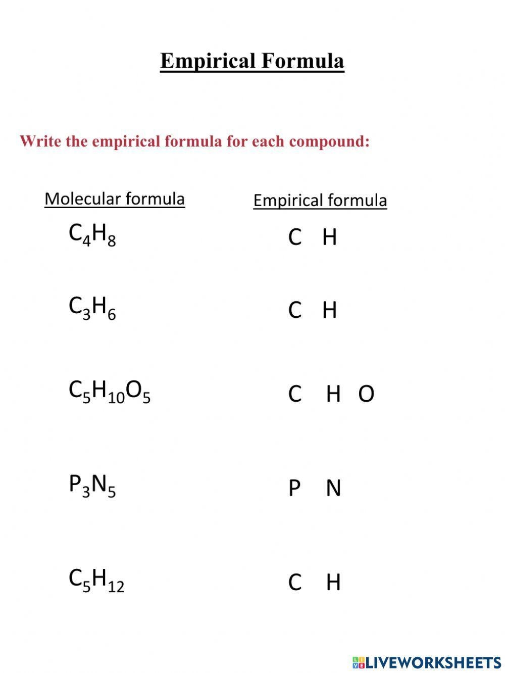 Calculating Empirical Formula Worksheet Pdf Empirical And Molecular Calculating Empirical Formula Worksheet Pdf Empirical And Molecular