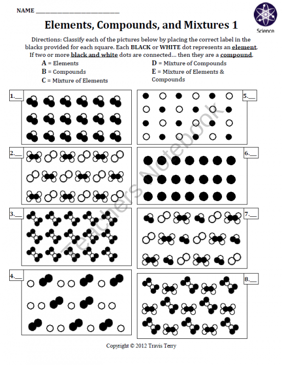 elements compounds mixtures worksheet elements compounds mixtures worksheet