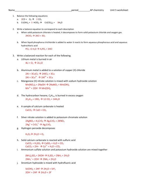 Chemistry Unit 5 Worksheet 2 Empirical And Molecular Formulas Answers