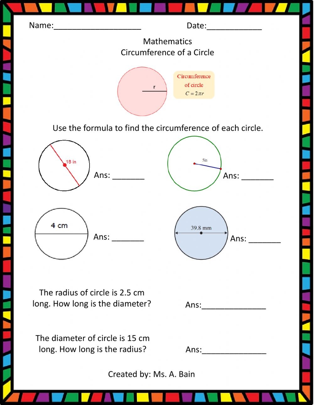 Circle Circumference Worksheets WorksheetsCity Circle Circumference Worksheets WorksheetsCity