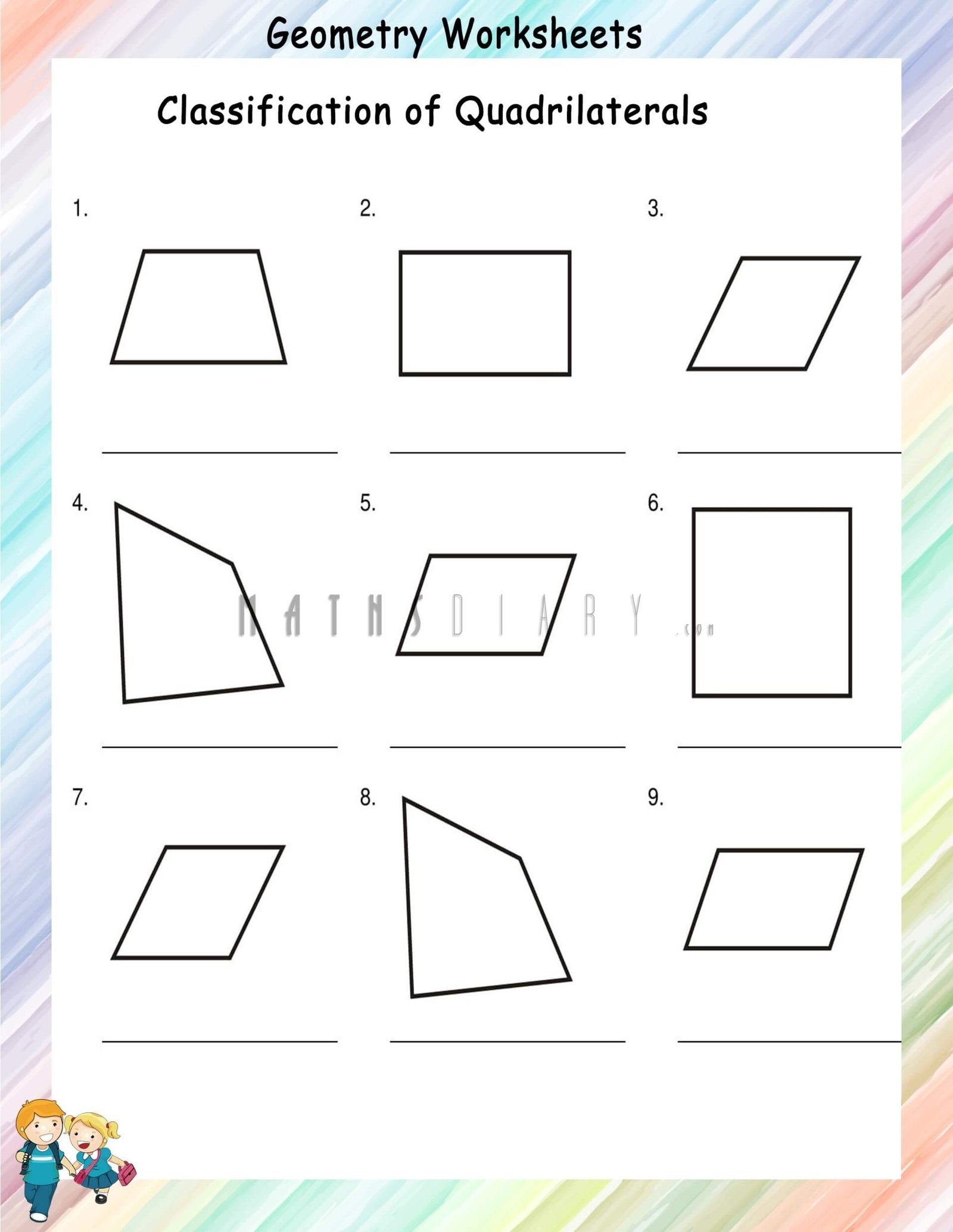 Classifying Quadrilaterals Worksheet