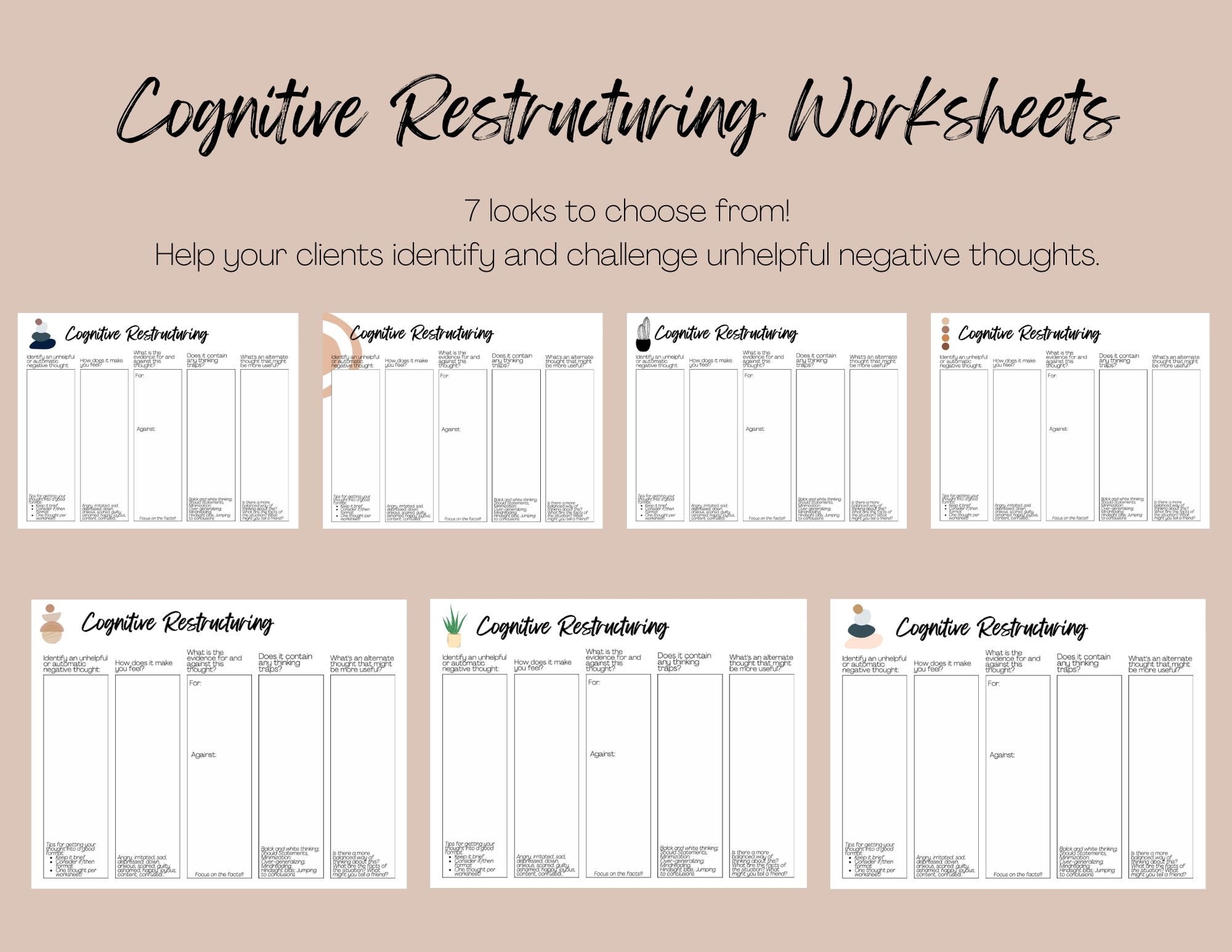 Cognitive Restructuring Therapy Worksheets Mental Health Printable 