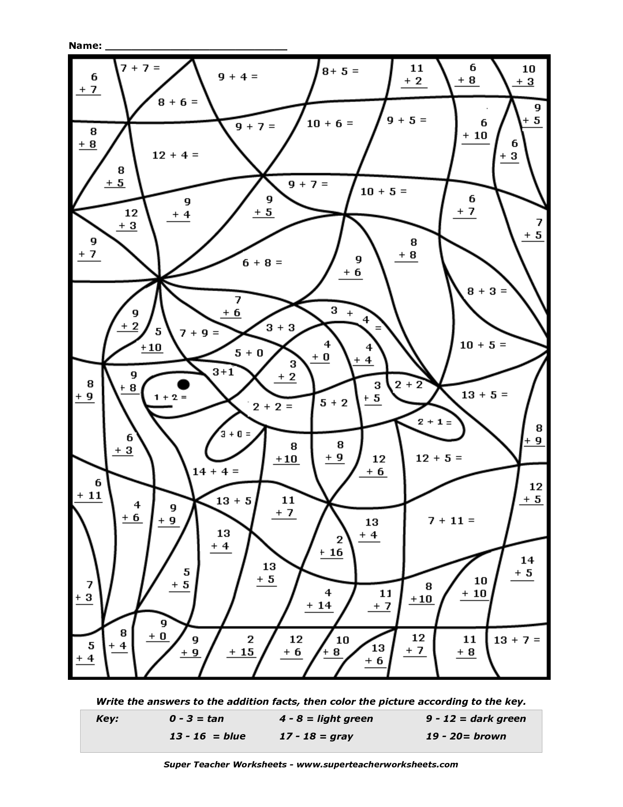 Color By Number Worksheets Math Printable And Enjoyable Learning