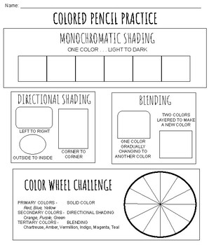 Colored Pencil Practice Sheet By JollyARTstudio TPT Colored Pencil Practice Sheet By JollyARTstudio TPT