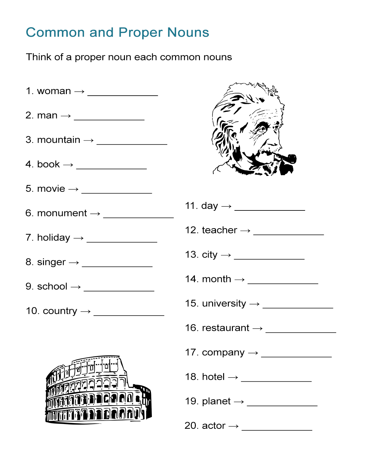 common and proper nouns worksheet