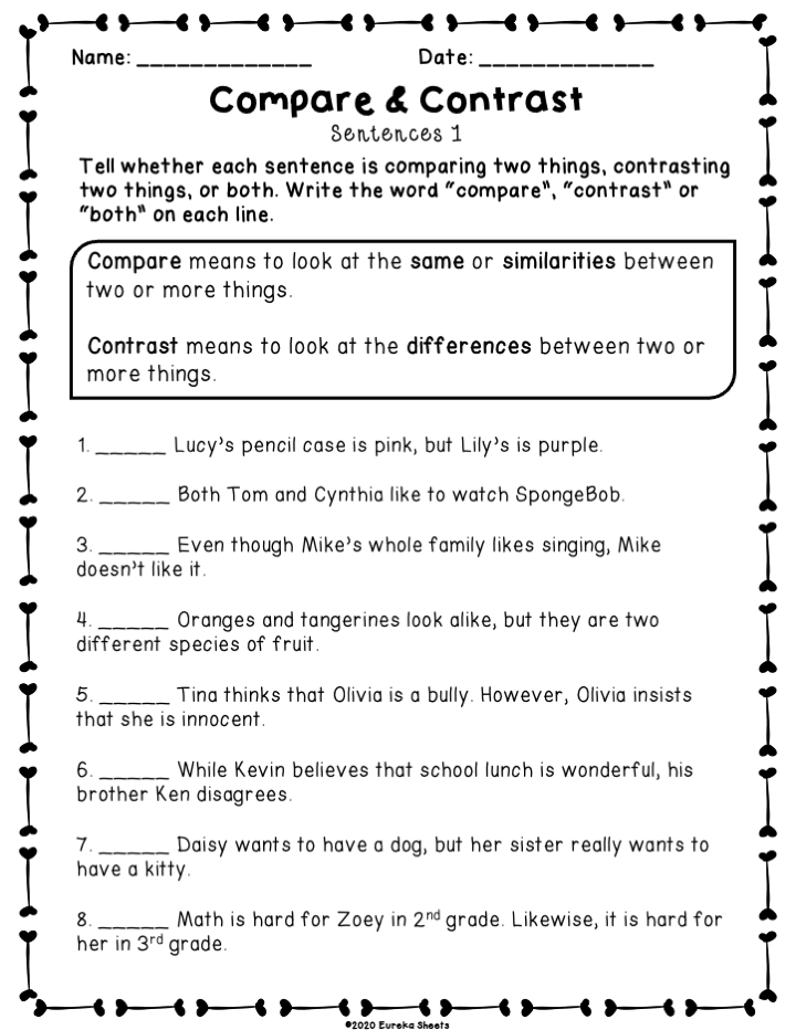Compare And Contrast Worksheets Free Differentiated Compare And Contrast Worksheets Free Differentiated