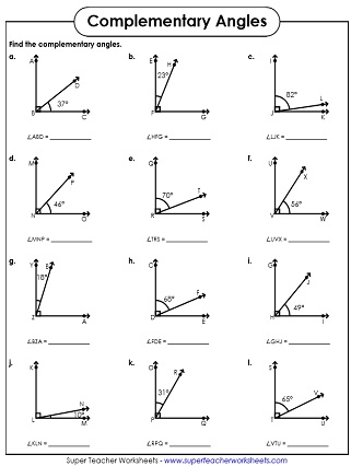 complementary supplementary angles worksheet