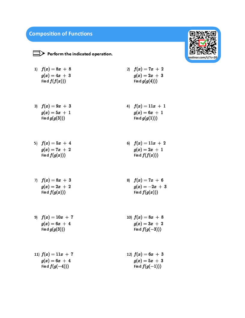 Composition Of Functions Worksheets