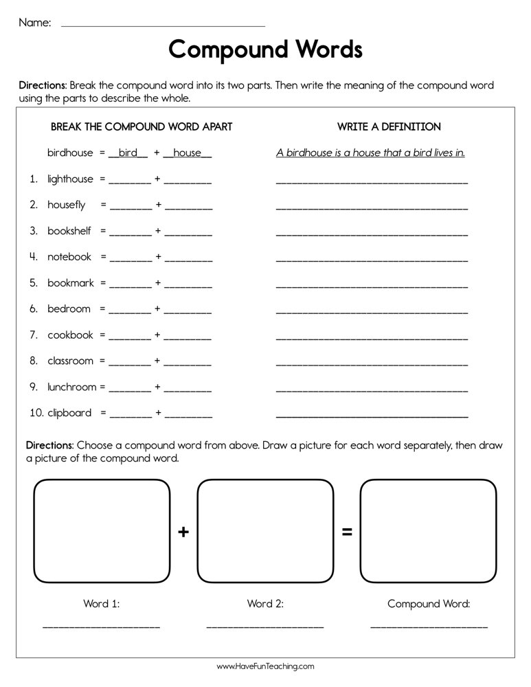 compound words worksheet