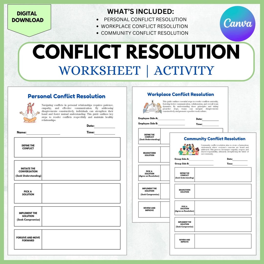 Conflict Resolution Worksheets Conflict Management Communication 