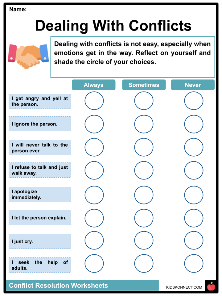 Conflict Resolution Worksheets For Students Family Conflict Resolution