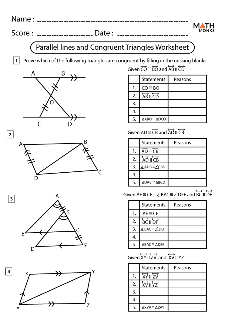 Congruent Triangles Worksheet