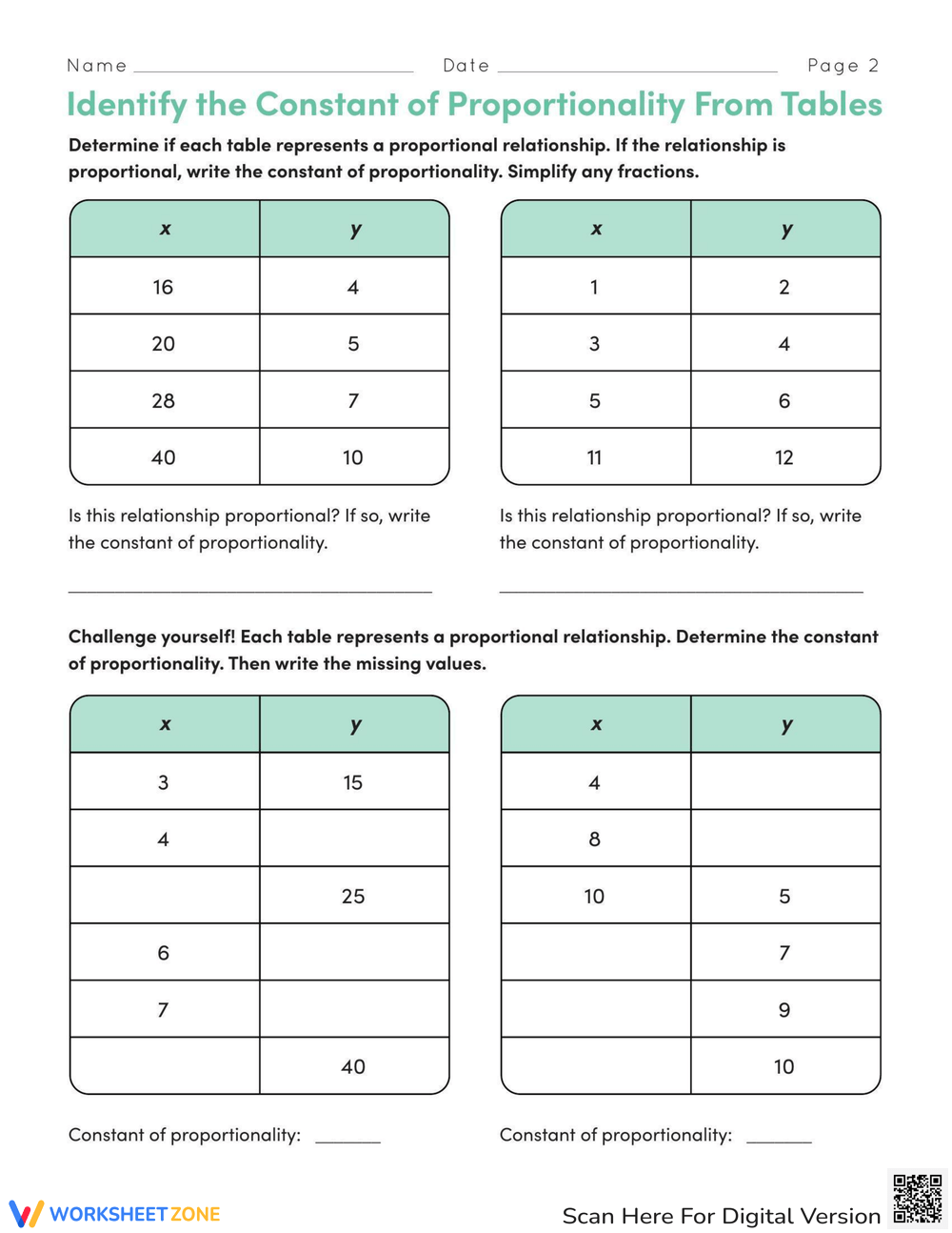 Constant Of Proportionality Worksheets Constant Of Proportionality