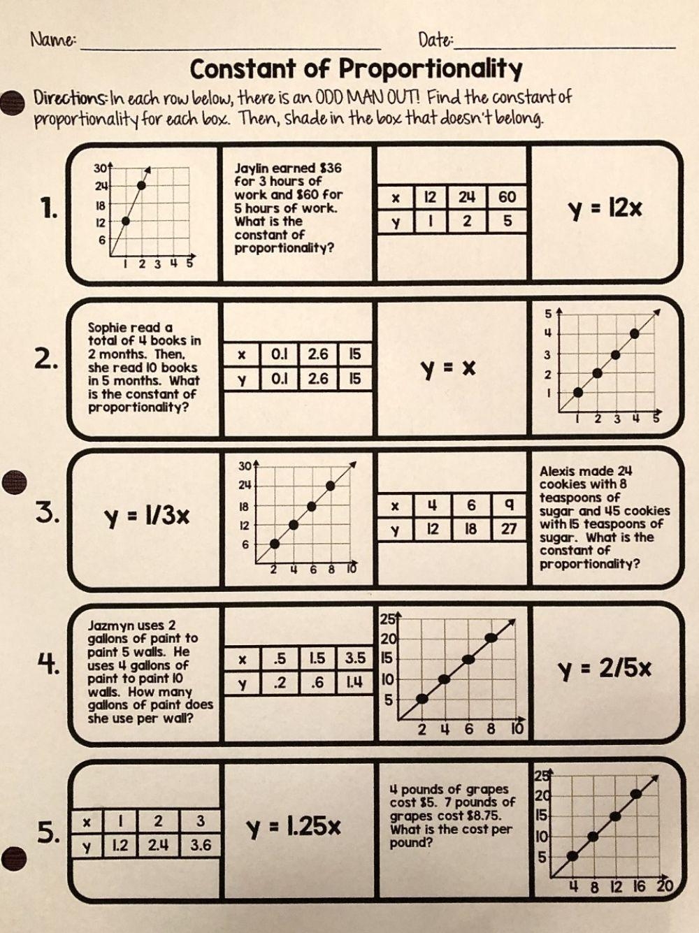 Constant Of Proportionality Worksheets Worksheets Library