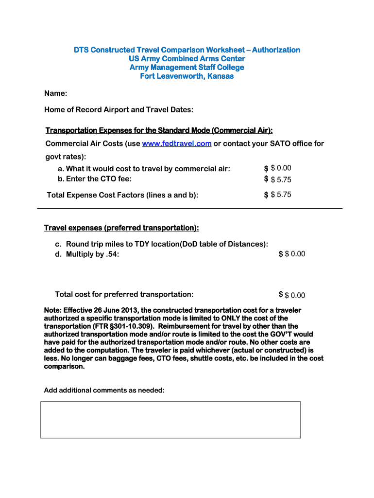 Constructed Travel Worksheet Usmc