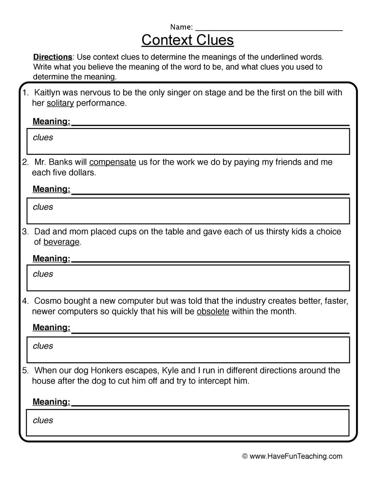 Context Clues Worksheet By Teach Simple Context Clues Worksheet By Teach Simple