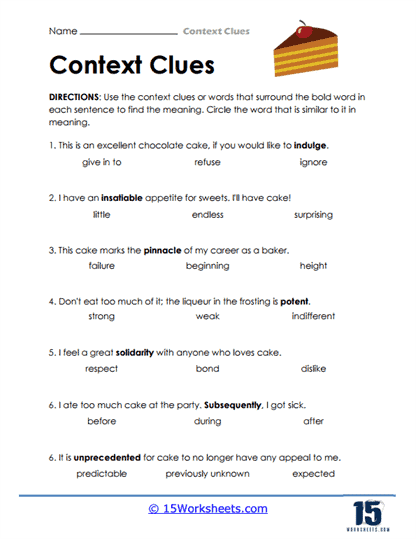 context clues worksheets context clues worksheets