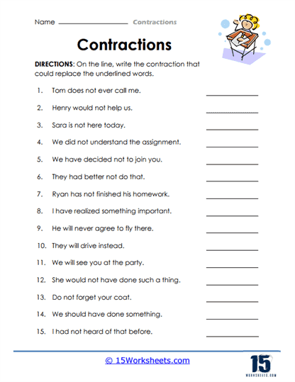 contractions grammar worksheets contractions grammar worksheets