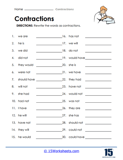 Contractions Worksheets Grammar Reinforcement 15 Worksheets Contractions Worksheets Grammar Reinforcement 15 Worksheets