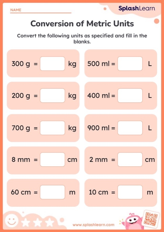 converting metric units worksheet