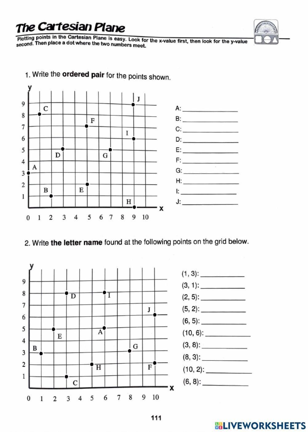 cartesian plane worksheet