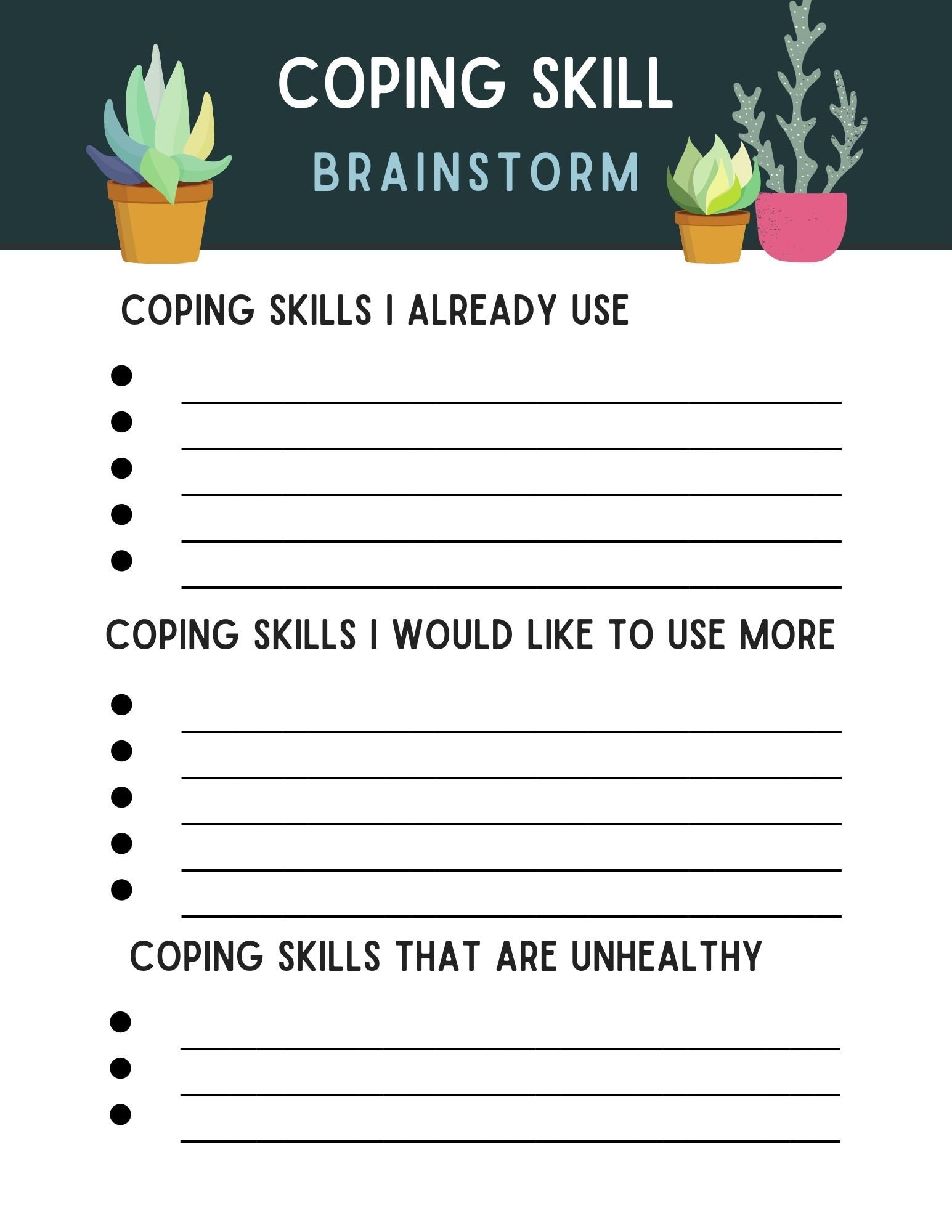Coping Skill Worksheet Brainstorm Download Kid Trauma Therapy CBT Coping Skill Worksheet Brainstorm Download Kid Trauma Therapy CBT