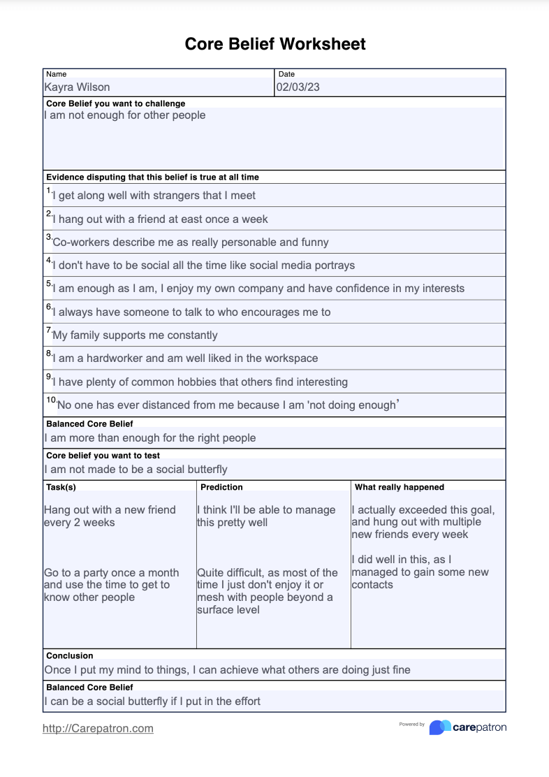 Core Belief Worksheet Core Beliefs Info Sheet Worksheet Therapist
